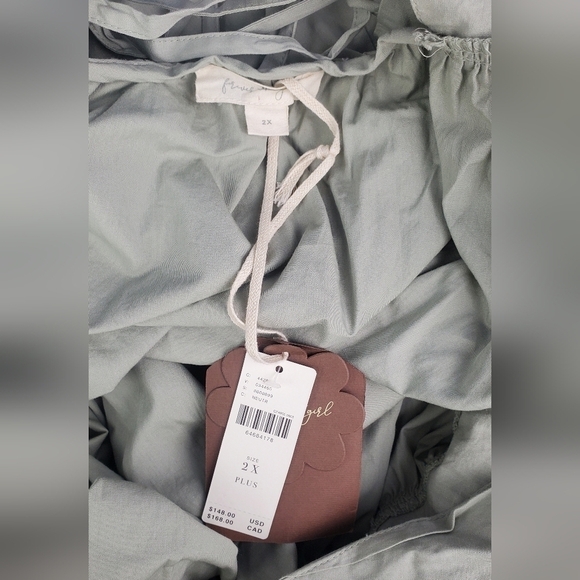 ANTHROPOLOGIE RUCHED PUFF-SLEEVE BABYDOLL MINI COTTON DRESS 2X - Picture 10 of 14